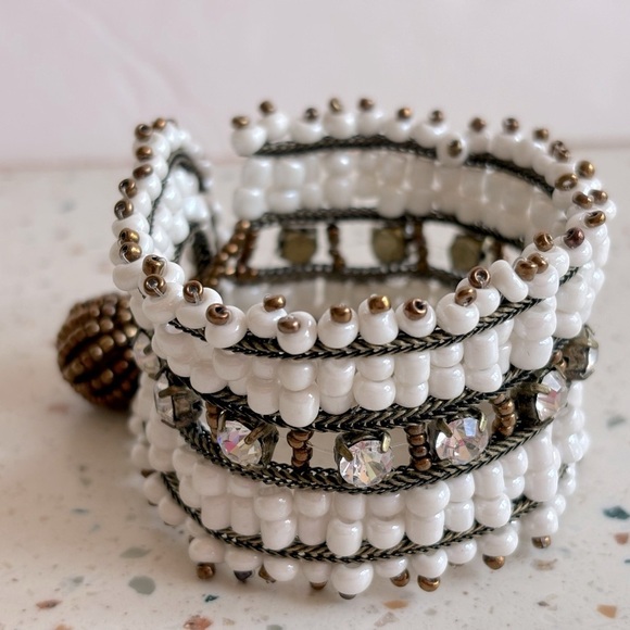 Boho Western Beaded Crystal Cuff Bracelet - Picture 12 of 14